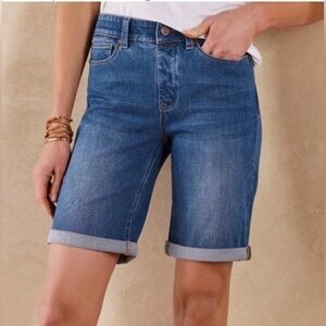 Soft Surroundings Ultimate Denim Pull On Shorts Comfort Waist Five Pocket XL